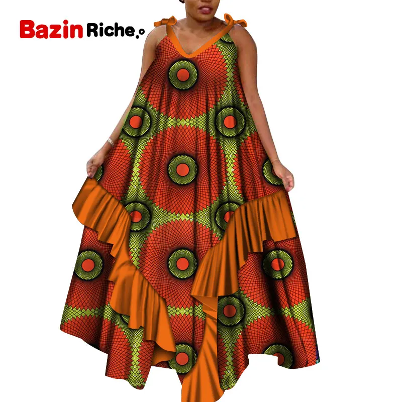

Loose Long Skirt African Bazin Fabric Wax Print Cotton Plus Size Cuctom Woman Clothes Dashiki African Dresses for Women WY6562
