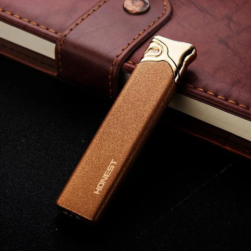 

Honest metal portable personality blue flame straight burning men's lighter