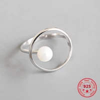 bitwbi minimalist jewelry 100 925 sterling silver simple geometric ring pearl open finger rings for women girls christmas gift