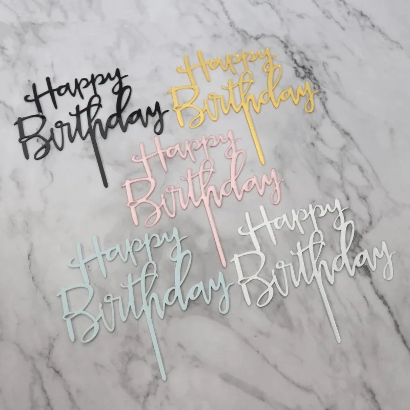 Розовый Золотой Топпер для торта С Днем Рождения акриловая надпись золото