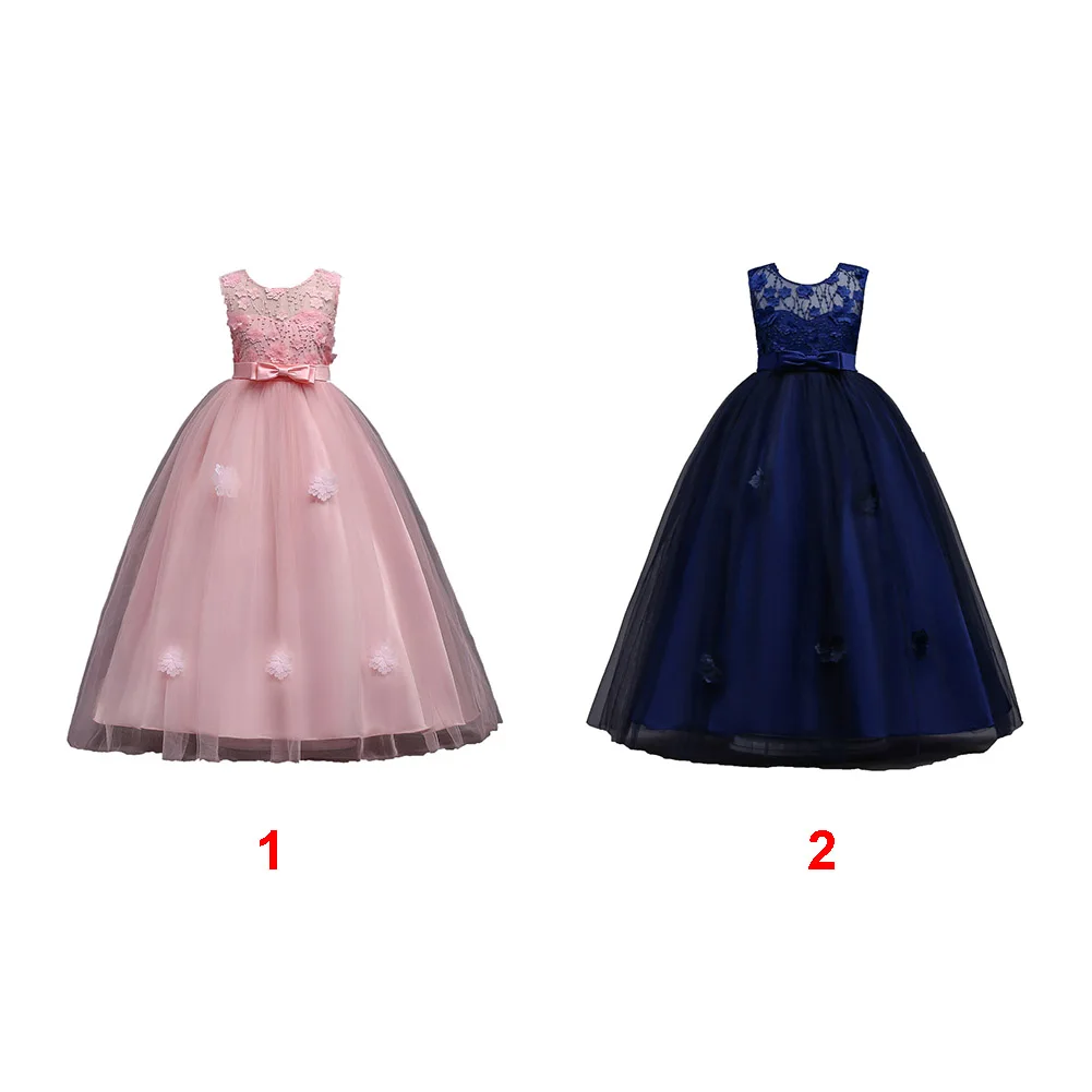 

Flower Patch Kids Party Wedding Pageant Formal Princess Lace Tutu Cute Sleeveless Girls Dress