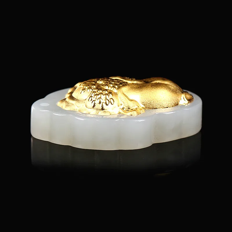 Натуральный китайский белый нефрит кулон мозаика Золотая капуста красивые