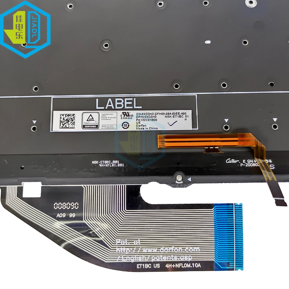 Английская клавиатура с подсветкой для ноутбука Dell XPS 13 7390 2 в 1 0XD3H3 XD3H3 запасные