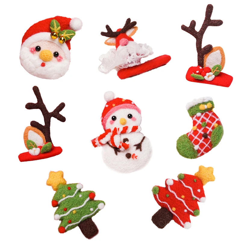 

RORGETO Non-Finished Felt Kit Needle Felting Kit DIY Christmas Decorations Brooch Hair Band Material Bag for Women and Beginner
