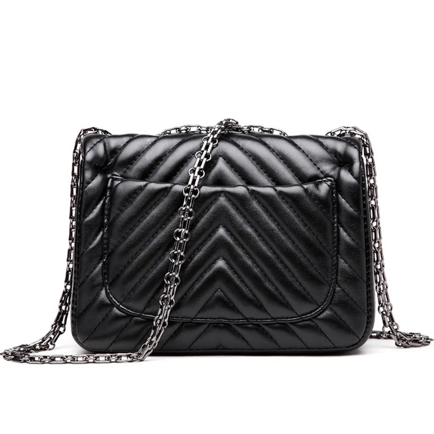 Женская сумка через плечо черная комбинированная из овечьей кожи 2019 | Багаж и