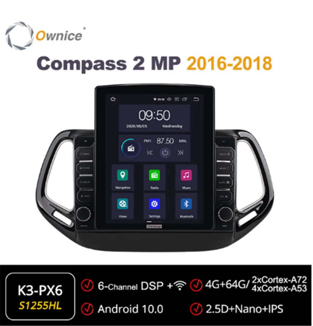 

Ownice Octa 8 Core Android 10,0 автомобиля радио forJeep Компас 2 MP 2016 2017 2018 GPS Мультимедиа Стерео PlayerTesla Стиль 4 аппарат не привязан к оператору сотовой связи