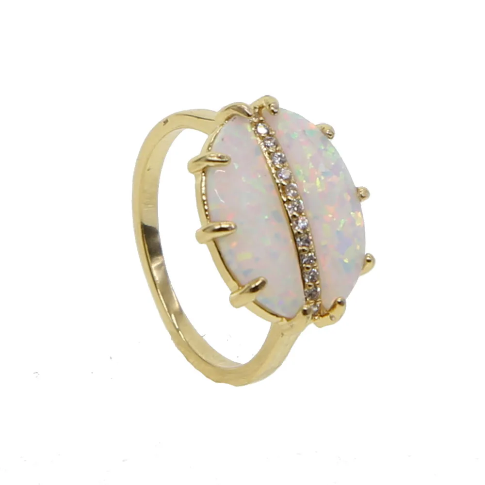 Женское кольцо с опалом классическое крупным камнем класса ААА золотым
