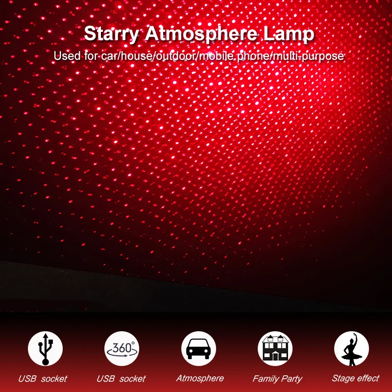 Светодиодная Автомобильная крыша звезда ночник проектор атмосфера
