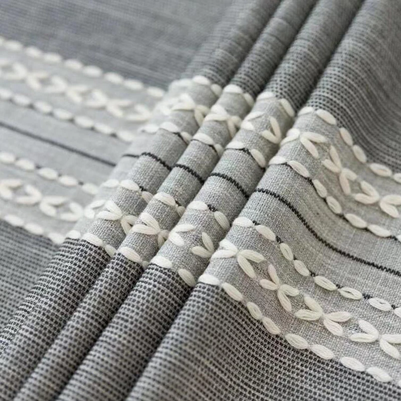 

Nordic Linen Cotton Round Tablecloth Brown Woven Striped Waterproof Dining Table Cloth Lace Pendant Rectangular Table Cover