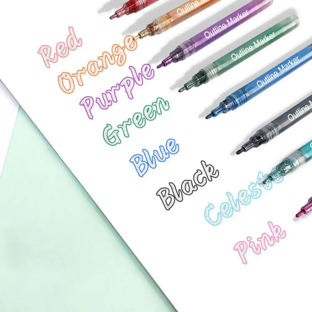 Outline Marker Double Line Pen Journal Pens Colored Permanent Coloring Sketching Card Make Amateurs Professionals #B | Канцтовары для