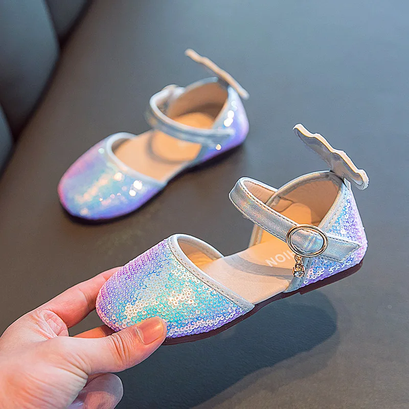 

Summer Girls Shoes Fashion Sequin Princess Sandals Children Birthday Party Shoes Non-slip Comfortable Kids Beach Sandals