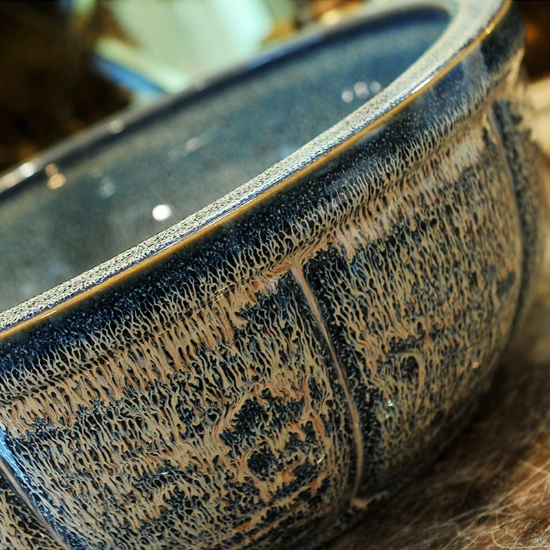 Китайская Бронзовая зеркальная Керамическая Настольная раковина в стиле ретро