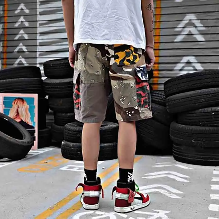 Принт военный камуфляж красочные повседневные шорты летние мужские хип хоп