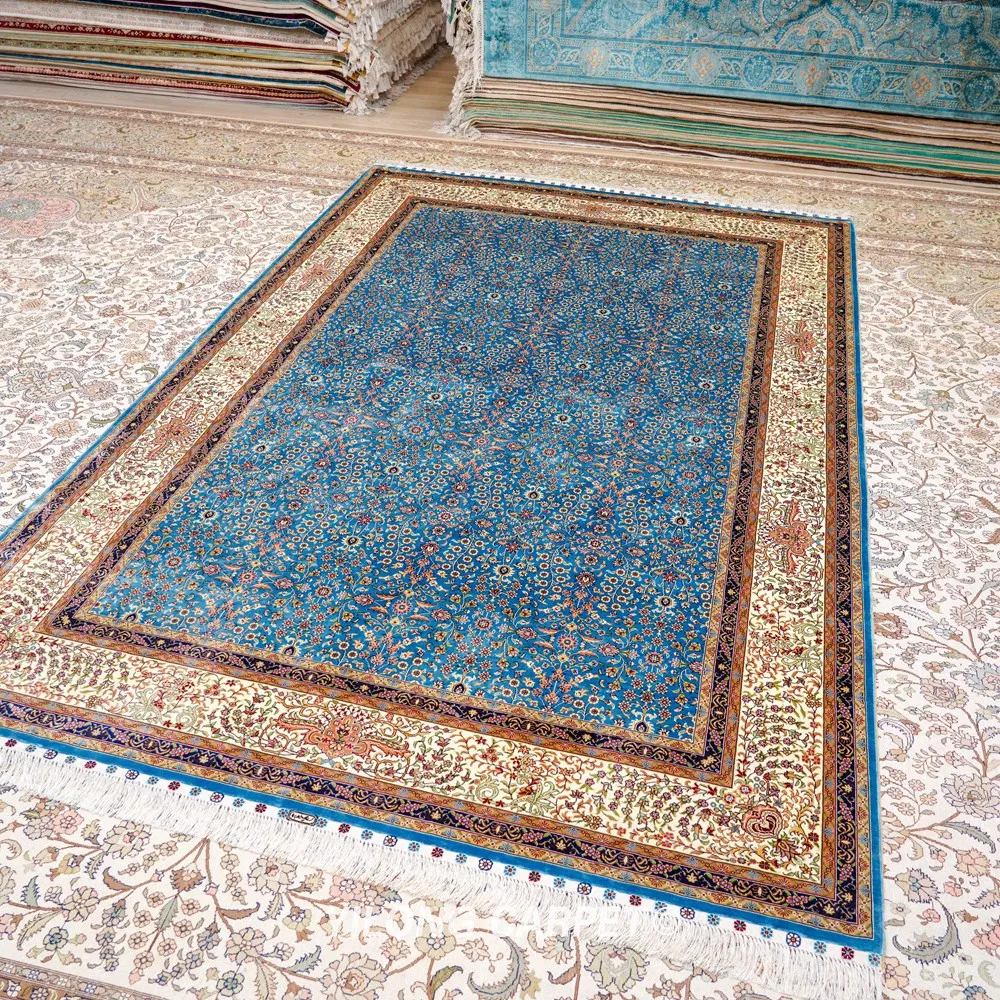 Yilong 6 'x 9' турецкие шелковые Коврики ручной работы синие традиционные