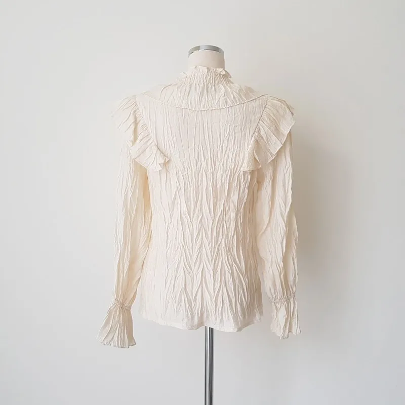 Женская рубашка с V-образным вырезом однотонная блузка на весну и осень 2021