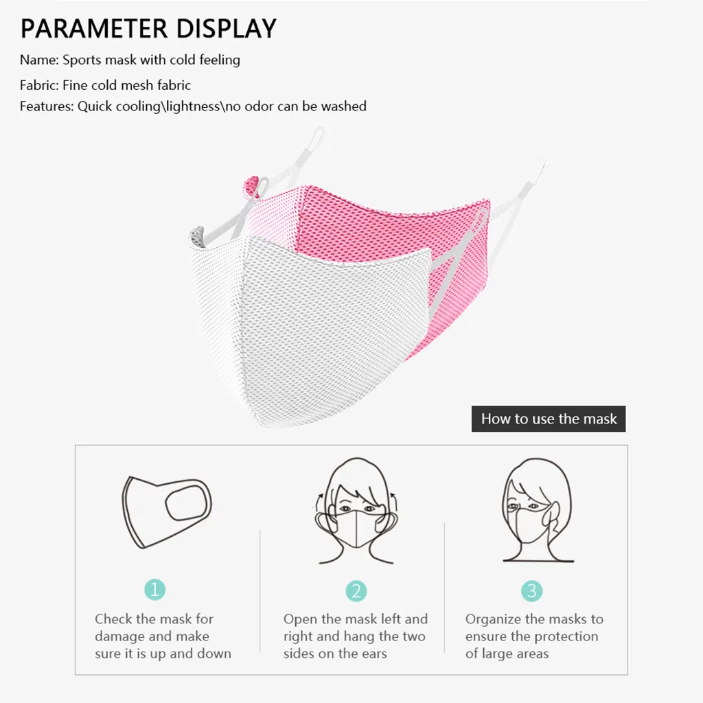 

5pcs Breathable Fabric Mask Washable and Reusable Cool Feeling Ventilation Cleanable Breathing Mesh Masks masque lavable A50
