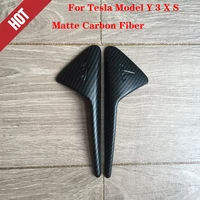 for tesla model y 3 x s matte carbon fiber side camera protection cover 2pcs