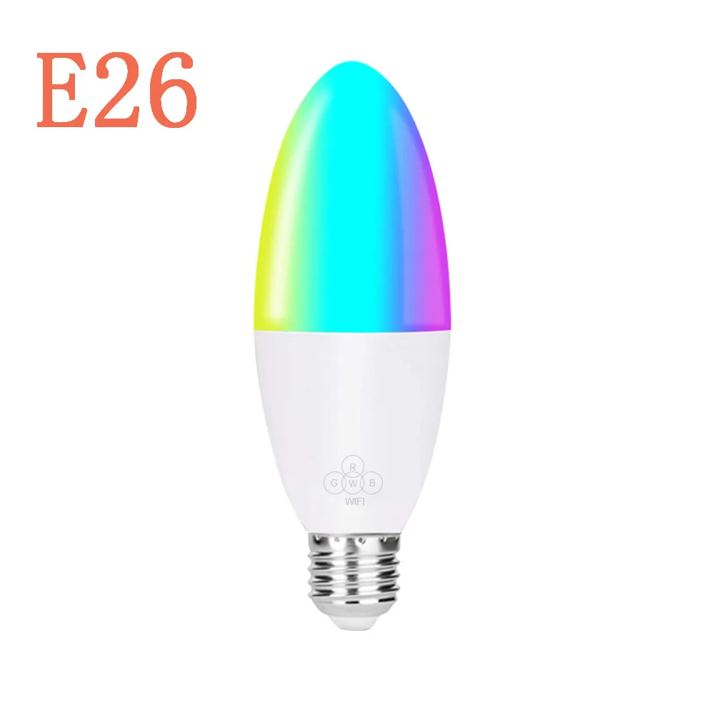E26 Умная свеча Wi-Fi лампа E14/E26/E27/B22 RGB лампа умная жизнь Голосовое управление 6 Вт светодиодные лампы, совместимые с Alexa/Google Home/IFTTT - Испускаемый цвет: E26