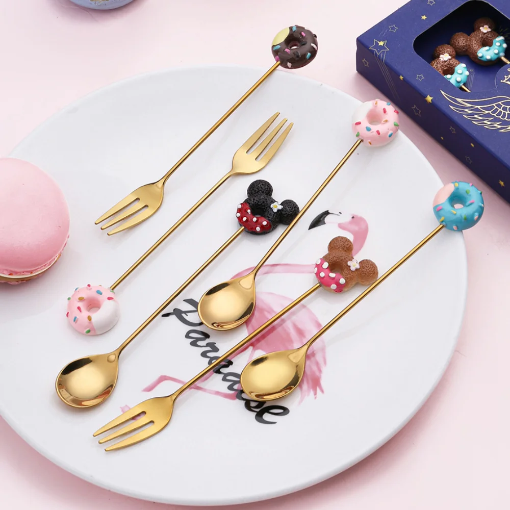 Ложка-Пончик Из Нержавеющей Стали Десертная Вилка для кофе столовая посуда в