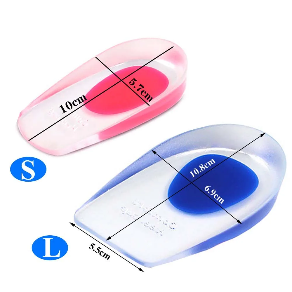 Silicone Gel Heel Cups Shock Cushion Height Increase Insole for Shoes Inserts for Plantar Fasciitis Bone Spur & Achilles Pain