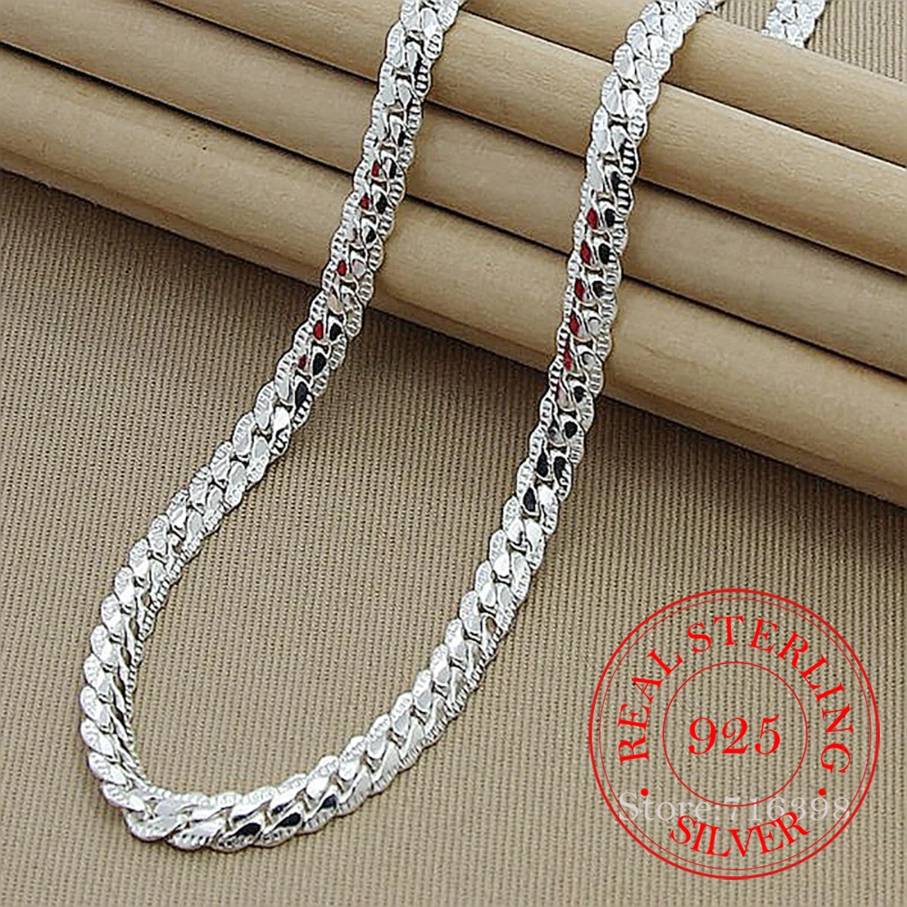 

Wholesale Price 6MM Full Sideways Necklace for Women Men 925 Sterling Silver Jewelry Snake Chain Necklaces