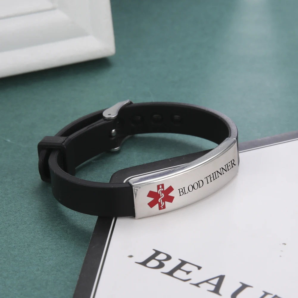 

Personalized Medical Alert ID Bracelet Men Women DIABETES EPILEPSY ALZHEIMER'S ALLERGY SOS Stainless Steel Custom Bracelets Gift