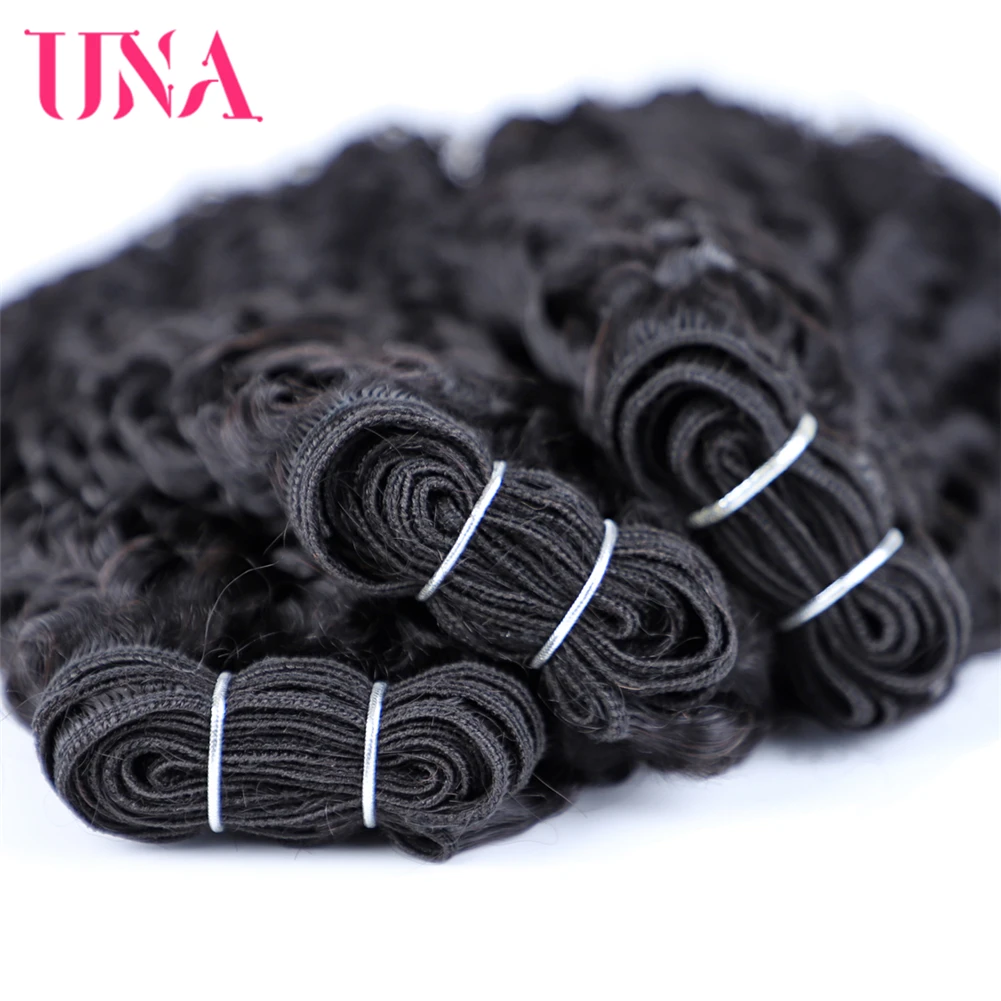 UNA бразильские кудрявые человеческие волосы 3 шт дело Remy пучки цвет # 1B от 8 дюймов