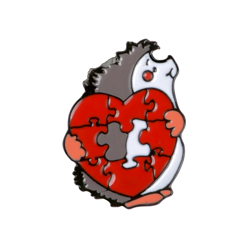 Эмаль для любителей ежика, булавки, книги, подарок, любовь, пазлы, брошь, сумка, одежда, Нагрудный значок, забавная бижутерия для животных, подарок детям, друзьям - Окраска металла: style3