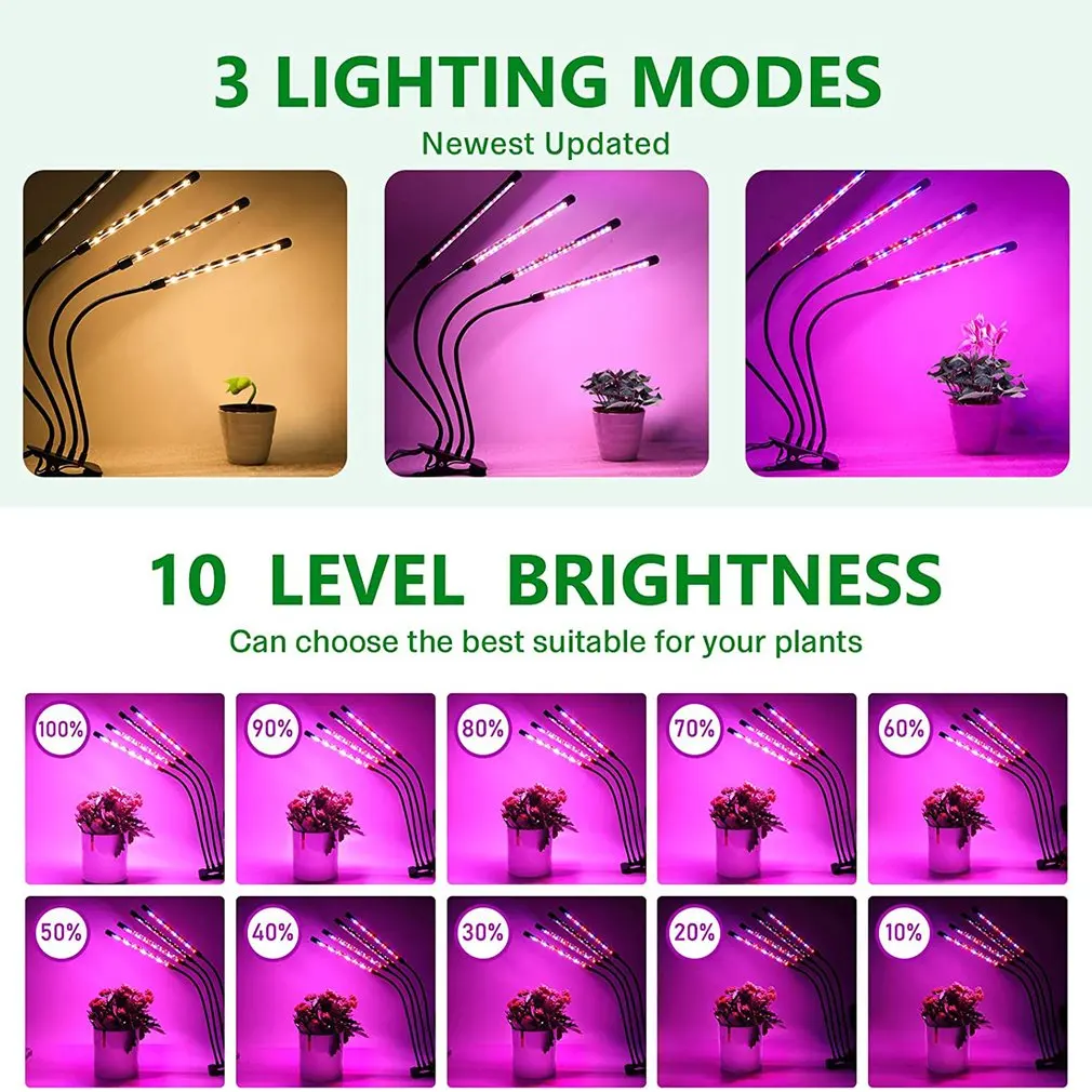 

Led Clip Plant Growth Light Four Tube Plant Light Hose Tripod Fill Light Timing Function Dimming Plant Light