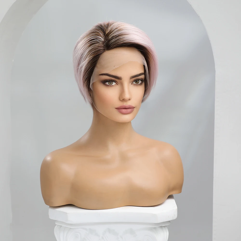 HAIRCUBE светильник-фиолетовые розовые человеческие волосы парики с боковым