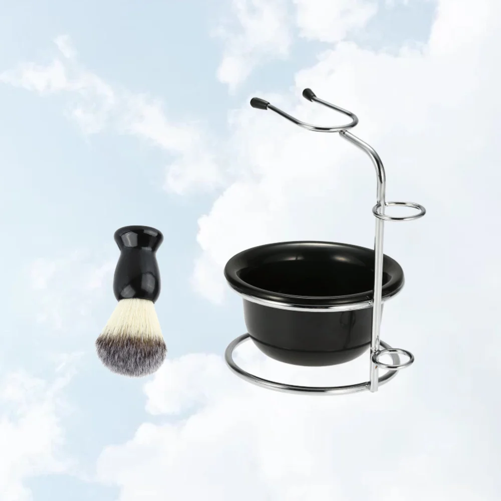 

1 Set Shaving Brush Sleek Soap Bowl Rack Set for Manual Razor Brush (1Pc Shaving Rack with Bowl + 1Pc Shaving Brush)