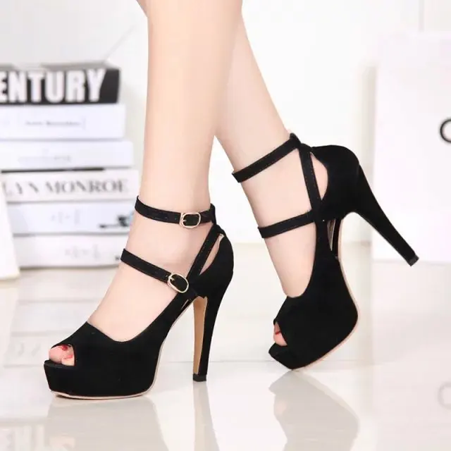 

Women High Heels Wedding Shoes women Ladies casual Ankle Strap Peep Toe Platforms Heeled Heels pumps Party Dress shoes 984