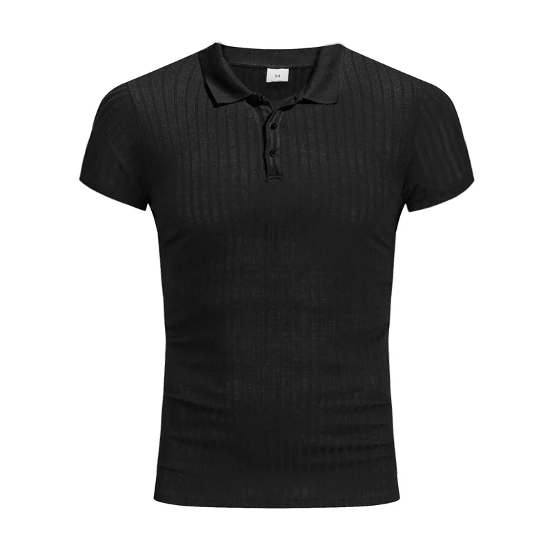 

Knitted Polo Shirt Men Gym Fitness Skinny Short Sleeve T-shirt Male Bodybuilding Tee Shirt Sports Polos Summer Workout Clothing