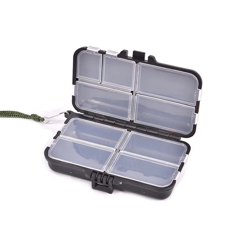 

Mini Fishing Tackle Box Red 9 Compartments for Small Clear Plastic Waterproof Hooks Lures Baits Fishing Accessories Black