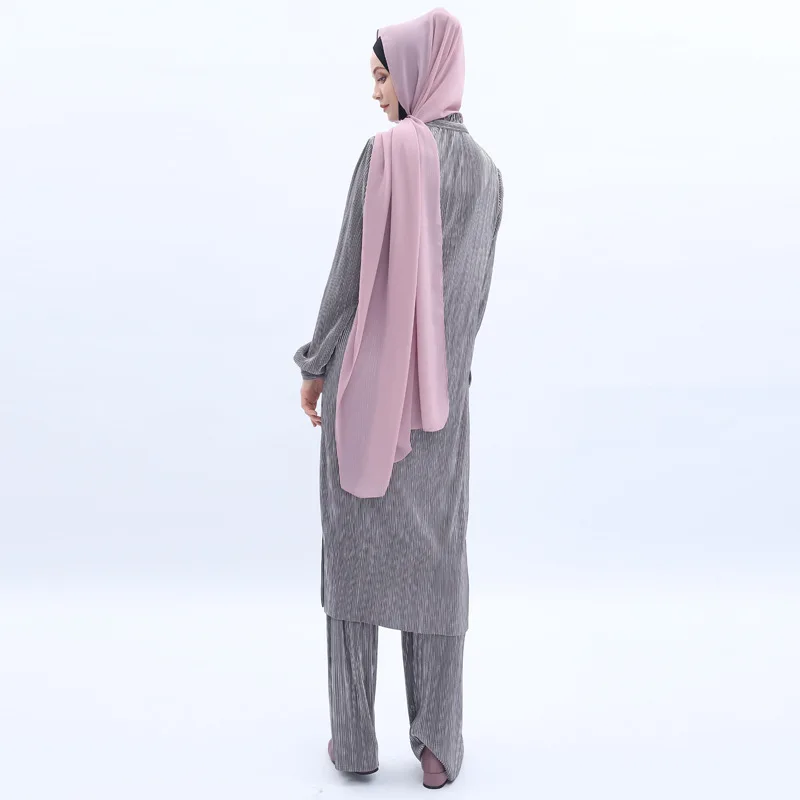 Шикарный модный мусульманский комплект верх с длинным рукавом и брюки туника для