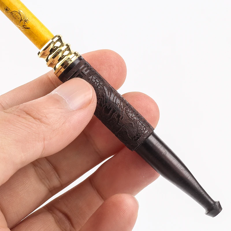 New 1pcs Carved Ebony Wood Cigarette Holder Pipes Portable Filters Smoking Pipe Herb Narguile Smoke h2132 | Дом и сад