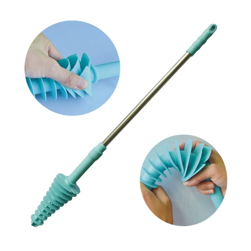 

Sewer Pipe Clogging Piston Type Dredge Device Long-Handled Toilet Flexible Brush Plunger Household Tools