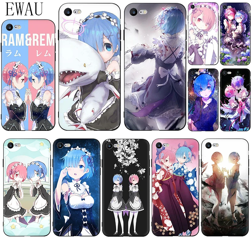 Мягкий силиконовый чехол для телефона EWAU Rem и Ram Re Zero iphone 12 Mini X XR XS 11 Pro Max SE 2020 5 5s 6 6s 7