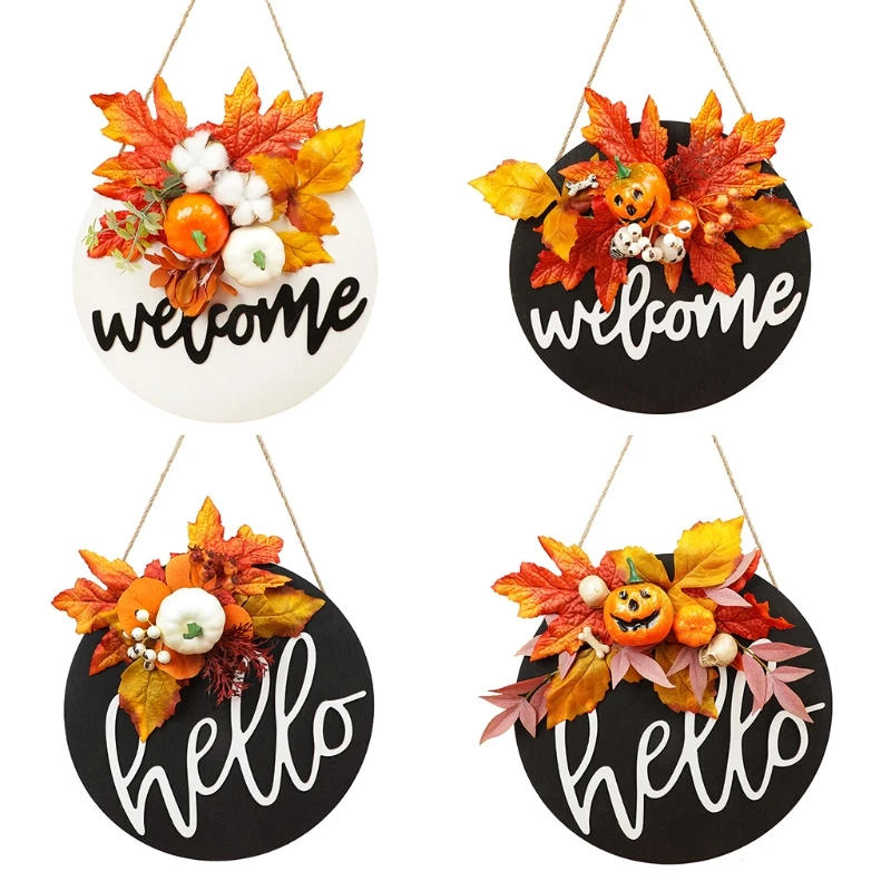 

Rustic Halloween Pumpkin Sign Wooden Hanging Plaque Thanksgiving Door Hanger Wall Decorations Autumn Fall Board 87HA