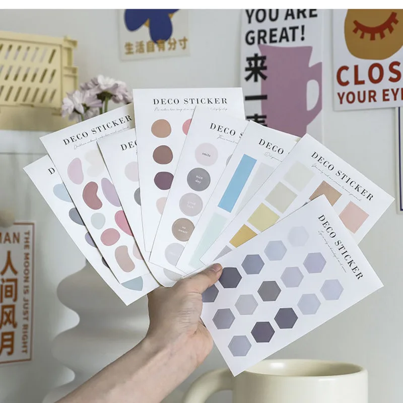 Ins Various Round Dot Label Sticker Color Morandi Photo Envelope Card Sealing Paster Stationery Notebook Diy Decorative | Канцтовары для