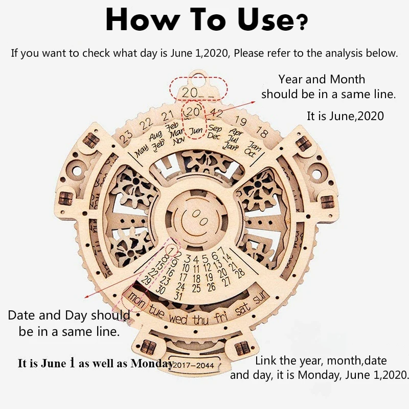 

3D-пазл с вечным календарем, деревянные игрушки «сделай сам», сборные игрушки для детей, детей и взрослых, FOU99