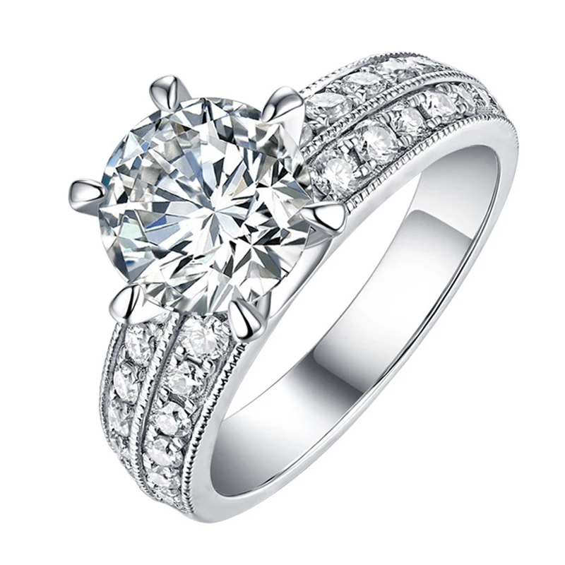 

Double Row Diamond 925 Sterling Silver Ring Women Engagement Wedding Party Proposal Exquisite Luxury Original Design Trendy Cute