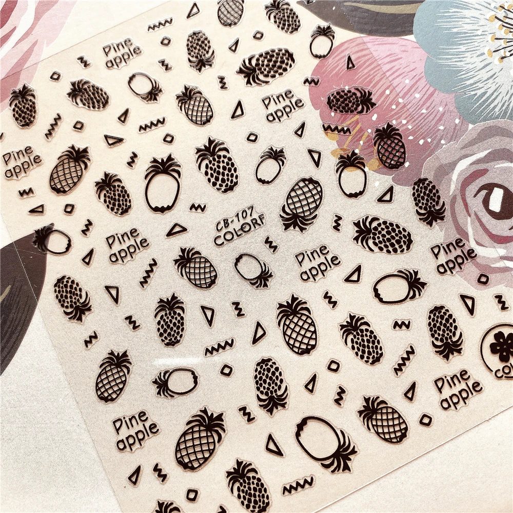 CB-107 наклейка для ногтей с фруктами и ананасами на тыльную сторону украшение