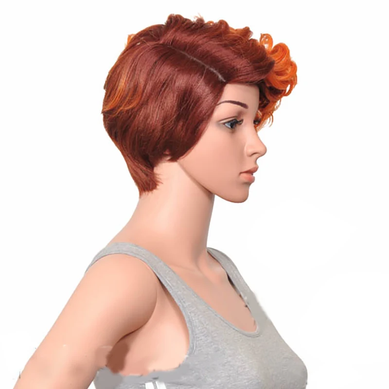 HAIRJOY женский специальный смешанный цвет боковая часть короткий кудрявый синтетический парик для волос