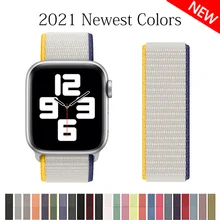Nylon loop Strap for apple watch band 44mm 40mm 42mm 38mm smartwatch watchband wristband belt bracelet correa iwatch 6 se 5 4 3