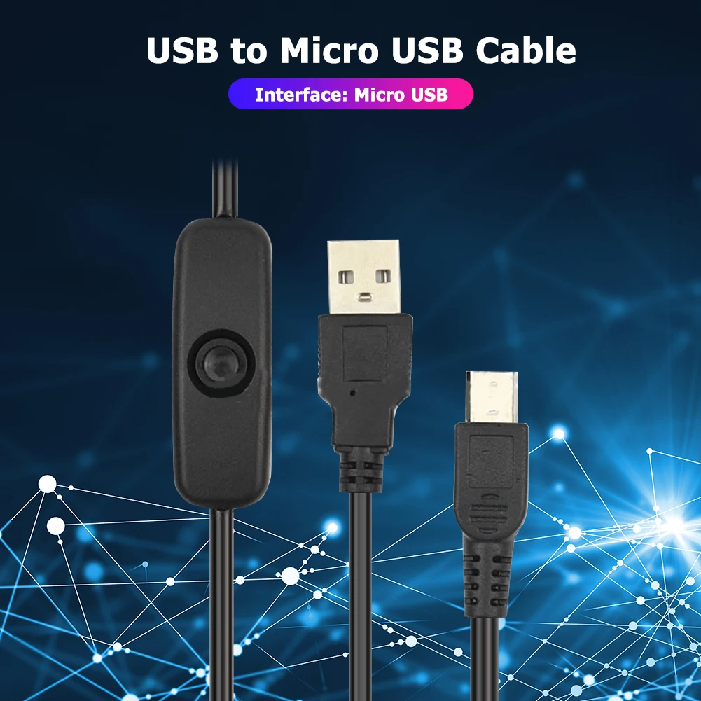 USB к Micro USB-кабелю 3 А зарядное устройство шнур питания с переключателем ВКЛ/ВЫКЛ