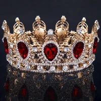 janevini new luxury rhinestone round red princess crystal bridal tiaras and crowns queen diadem wedding jewelry hair accessories