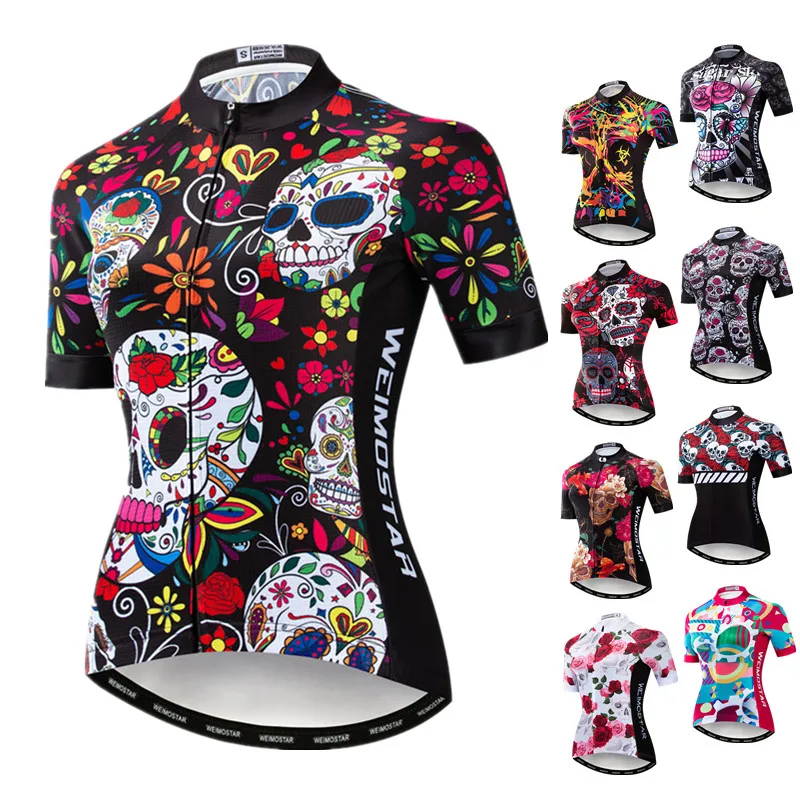 Weimostar-Camiseta de Ciclismo de calavera para mujer, ropa de manga corta para bicicleta de montaña, equipo profesional, camiseta de ciclismo de carretera, 2021
