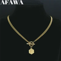 2021 stainless steel statement necklace women gold color initials f letter chocker necklaces jewelry collier chaine xh07004s01