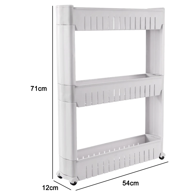 

Mobile Shelving Unit Organizer with 3 Large Storage Baskets Slim Slide Out Pantry Storage Rack for Narrow Spaces